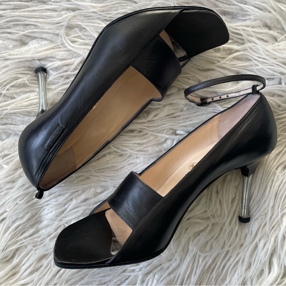 Chanel Vintage Slingback Classic Mary Jane Open Toe Lucite Nail Heel Shoes 36.5 - Picture 2 of 12